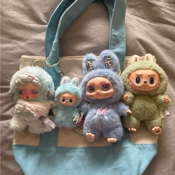 Lot of 4 Blue/Green Labubu Skullpanda Kimmon
